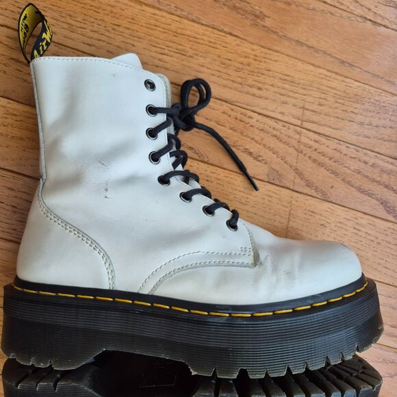 Dr. Martens Jadon Boot Smooth Leather Platforms White W8/M7 Scuffs - Picture 11 of 16